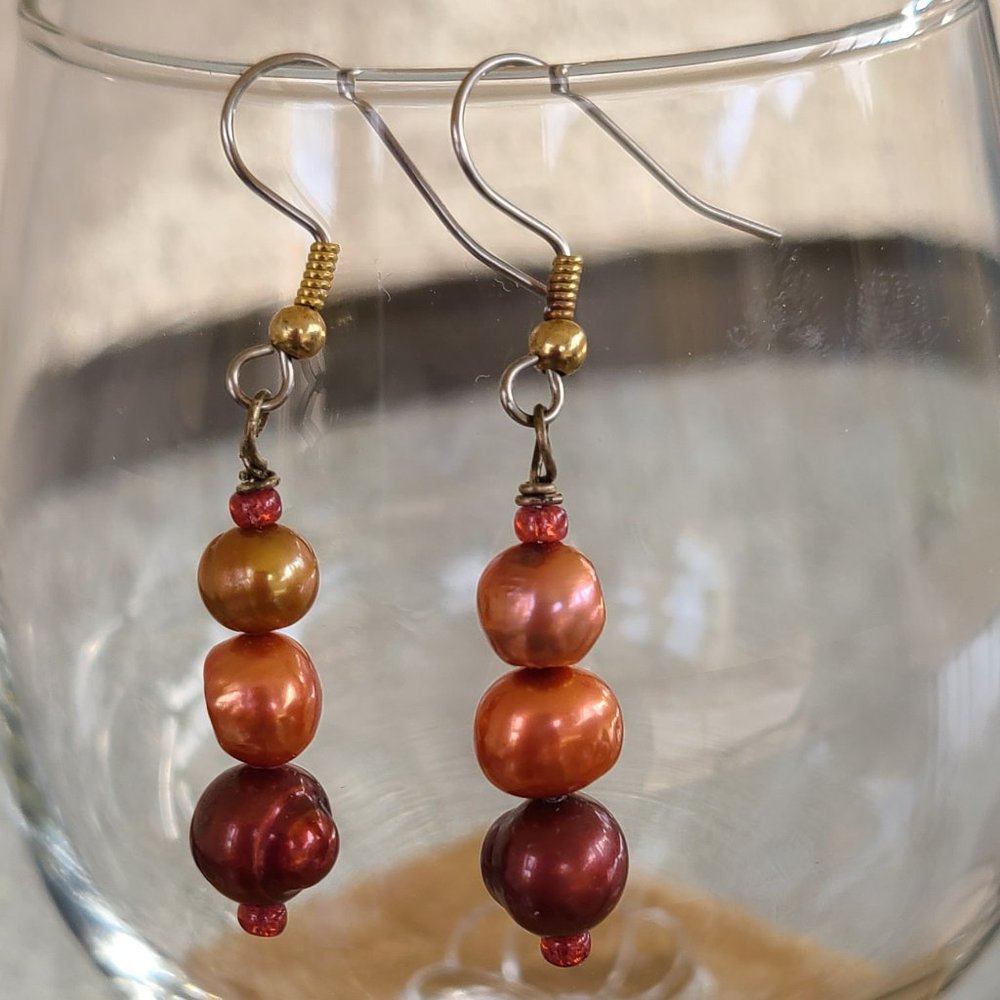 🌟3 Colors of Apricot Pearl Earrings🌟